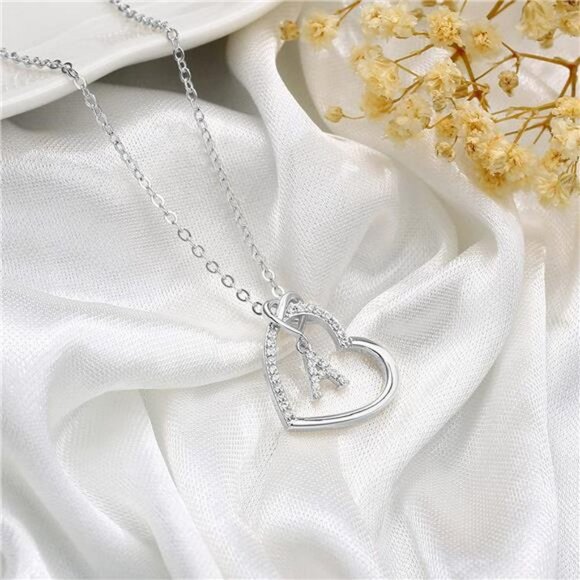 14K Gold Plated  Letter Heart Pendant 18+2 Inch Adjustable Chain Neckalaces - Picture 7 of 7